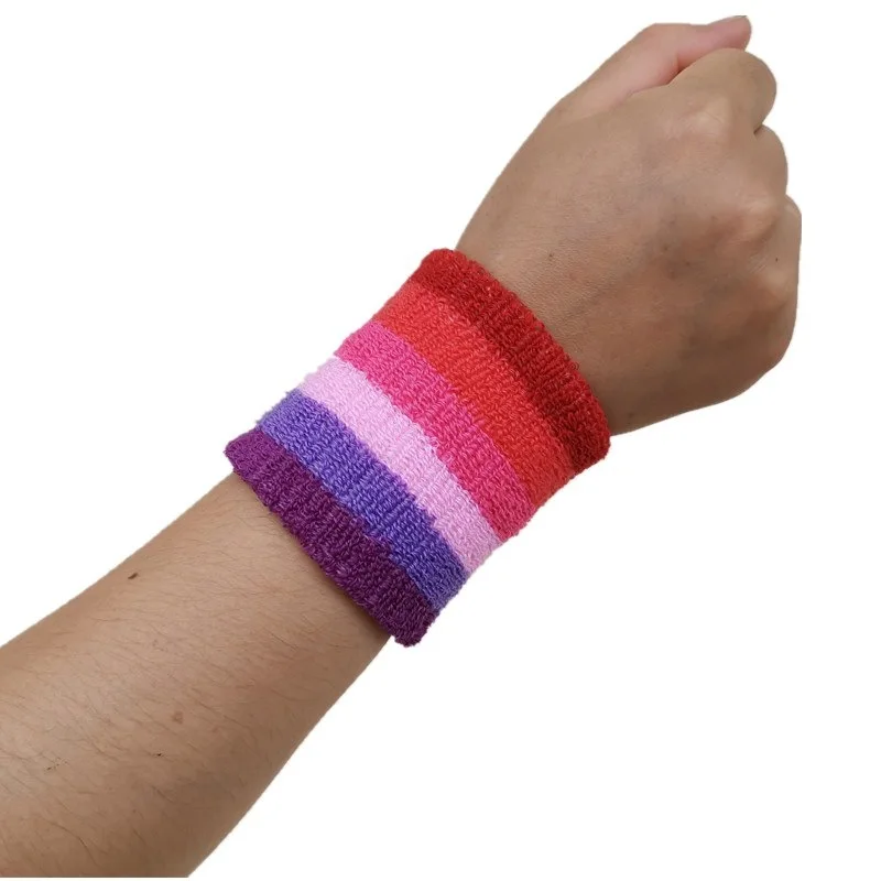 Радужный хлопковый впитывающий Пот браслет для баскетбола бадминтона защитное