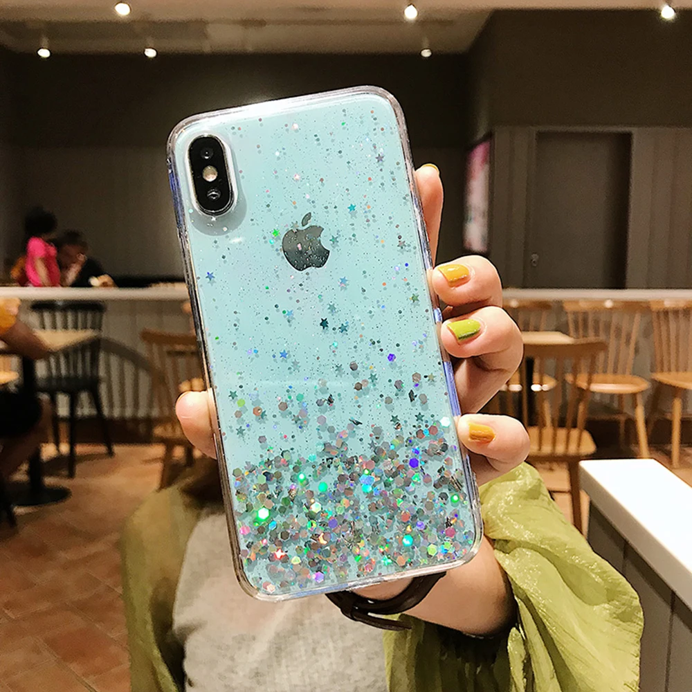 Модный блеск Bling Star чехлы для телефонов iphone 11 Pro MAX XS Max XR X 8 7 6 6splus Мягкий ТПУ блестящий Блестящий Прозрачный чехол