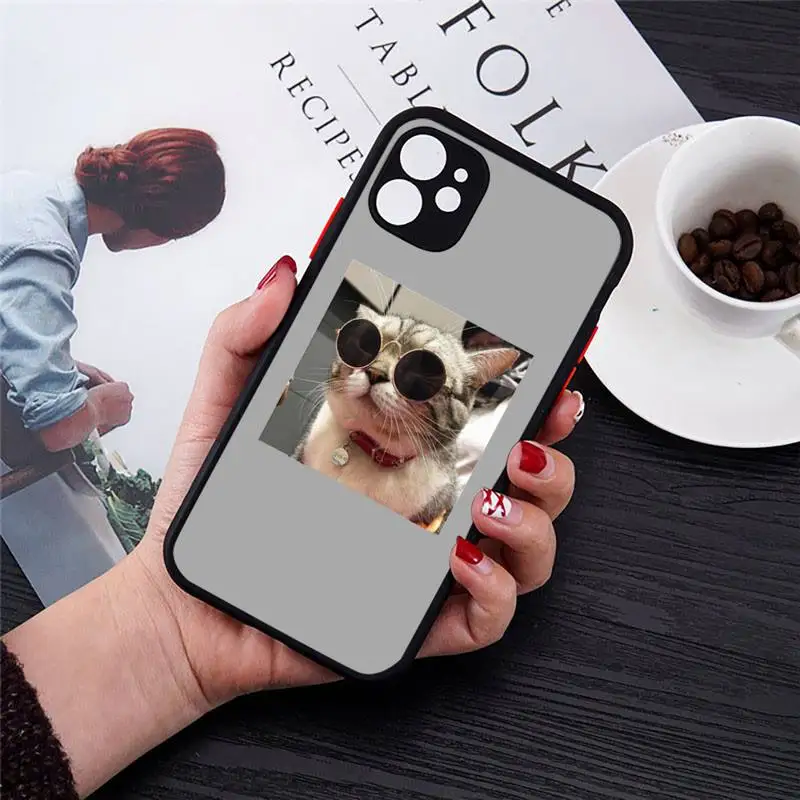 

Phone Case For iPhone 12 11 Mini Pro XR XS Max 7 8 Plus X Cute cat puppy pet Matte transparent cover