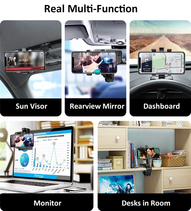 smoyng car phone holder stand dashboard mount support rearview mirror sun visor in car gps navigation bracket for xiaomi iphone free global shipping