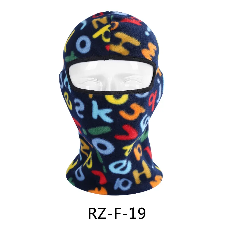 RZ-F-19 Балаклава, Зимняя Термальная флисовая велосипедная маска для лица для велосипеда, велосипедная кепка, шапка, защитная Лыжная маска для сноуборда, для мужчин и женщин, спортивная - Цвет: RZ-F-19