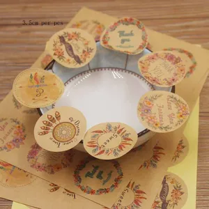 Красочные круглые цветы шаблон наклейка спасибо этикетки стикер для канцелярских товаров крафт этикетки сладкие свадебные печенье стикер этикетки