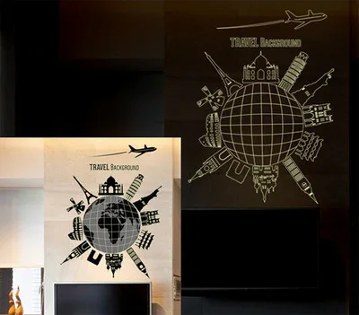 Настенная Наклейка с изображением пейзажа рисунок силуэта города картина для