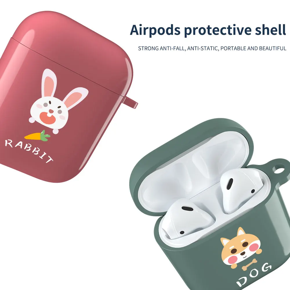 Cute Animal Case For AirPods 2 1 Wireless Bluetooth Earphone Apple Airpods Monkey Dragon Rabbit Cover Box | Электроника