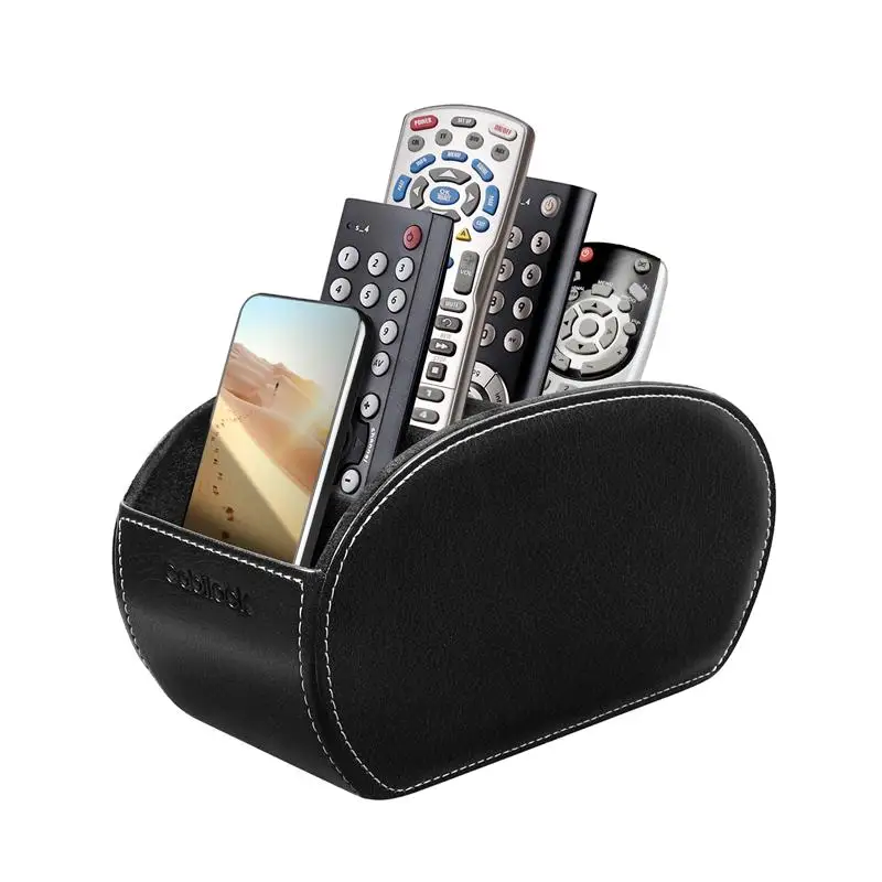 

Кожаный чехол для хранения, органайзер для домашнего офиса с пультом дистанционного управления, держатель для кистей для макияжа, хранение ...