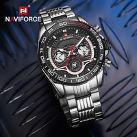 naviforce casual business watch men luminous with 24 hours day and date display steel strap watch waterproof relogio masculino