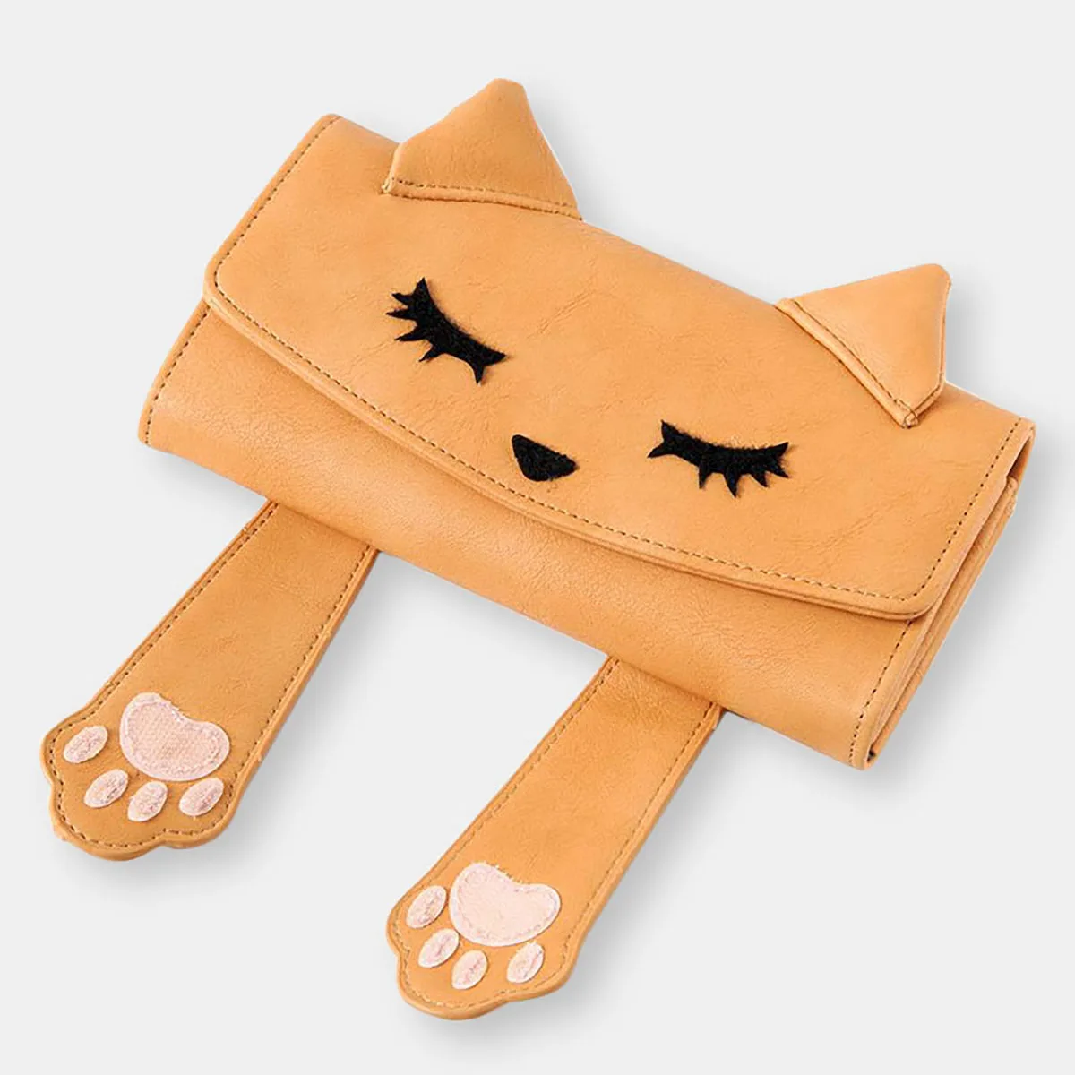 

Cards Holder Wallet Ladies Cute Cat Women Long Wallet Pure Color Clutch Bag 2020 New PU Leather Purse Phone Card Holder Bag