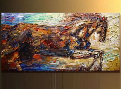 

100% hand-painted horse modern knife oil paintings on canvas 24X48