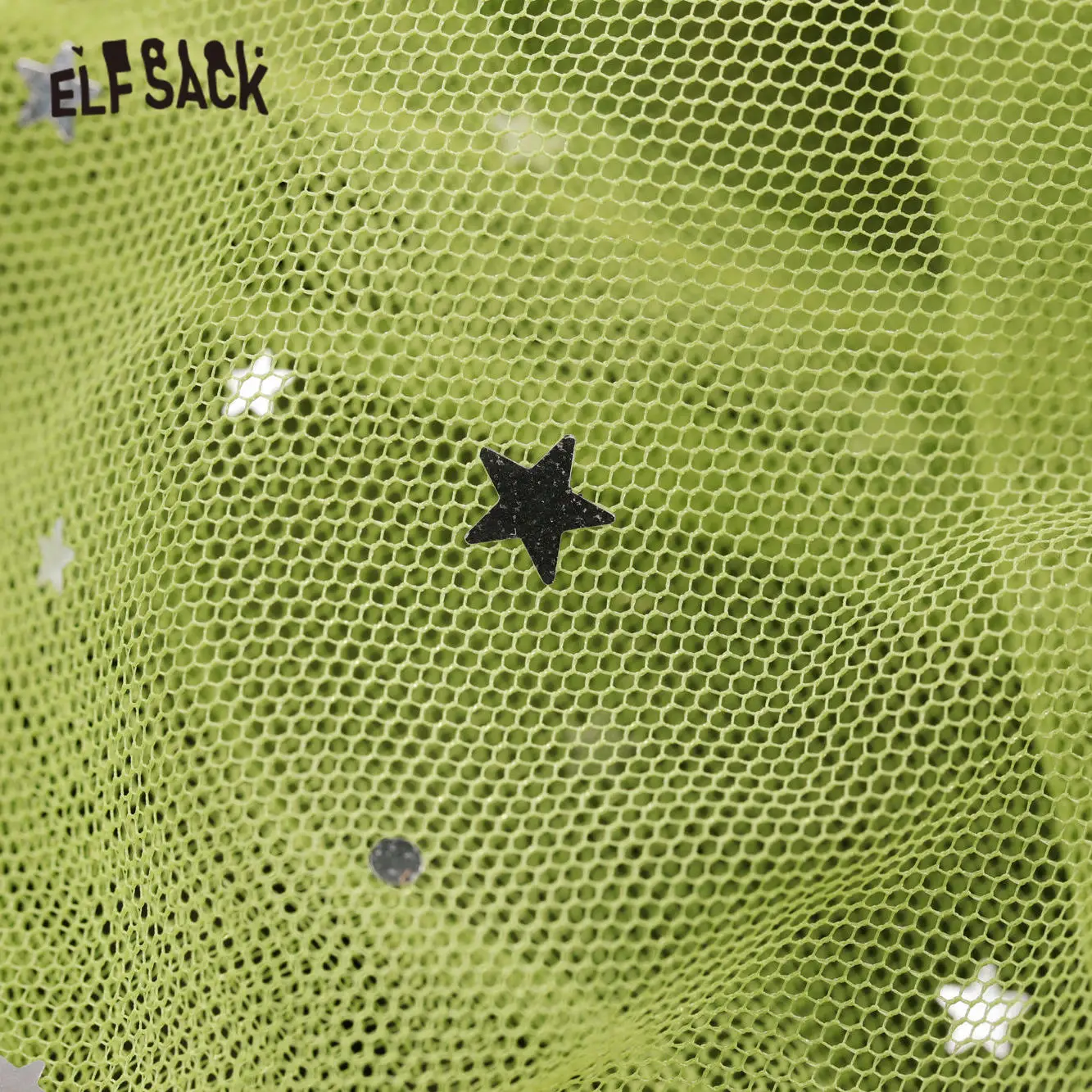 Женская многослойная юбка с блестками ELFSACK зеленая однотонная Повседневная