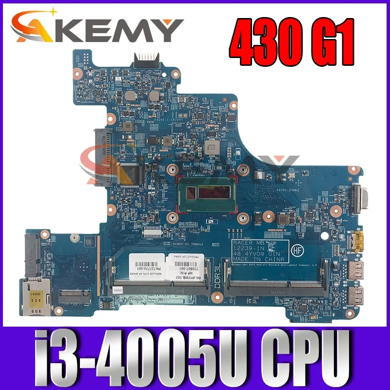

Материнская плата 12239-1N 48.4YV10.01N для ноутбука HP Probook 430 G1, материнская плата i3-4005u 739851-501 739851-001 739851-601 100% протестирована