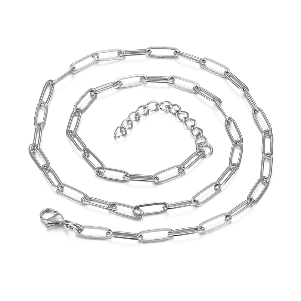 Купи MAGIC ZONE Punk Silver Color Stainless Steel 4mm Long Choker Chain Necklace for Women Trendy Party Boho Jewelry Collar за 197 рублей в магазине AliExpress
