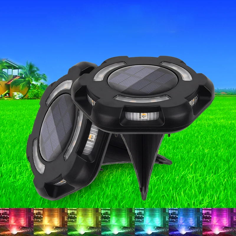 

1/4Pcs Solar Underground LED Lights Outdoor Waterproof Garden Pathway Deck Lawn Road 8 Gears Colorful Changing Light Buried Lamp