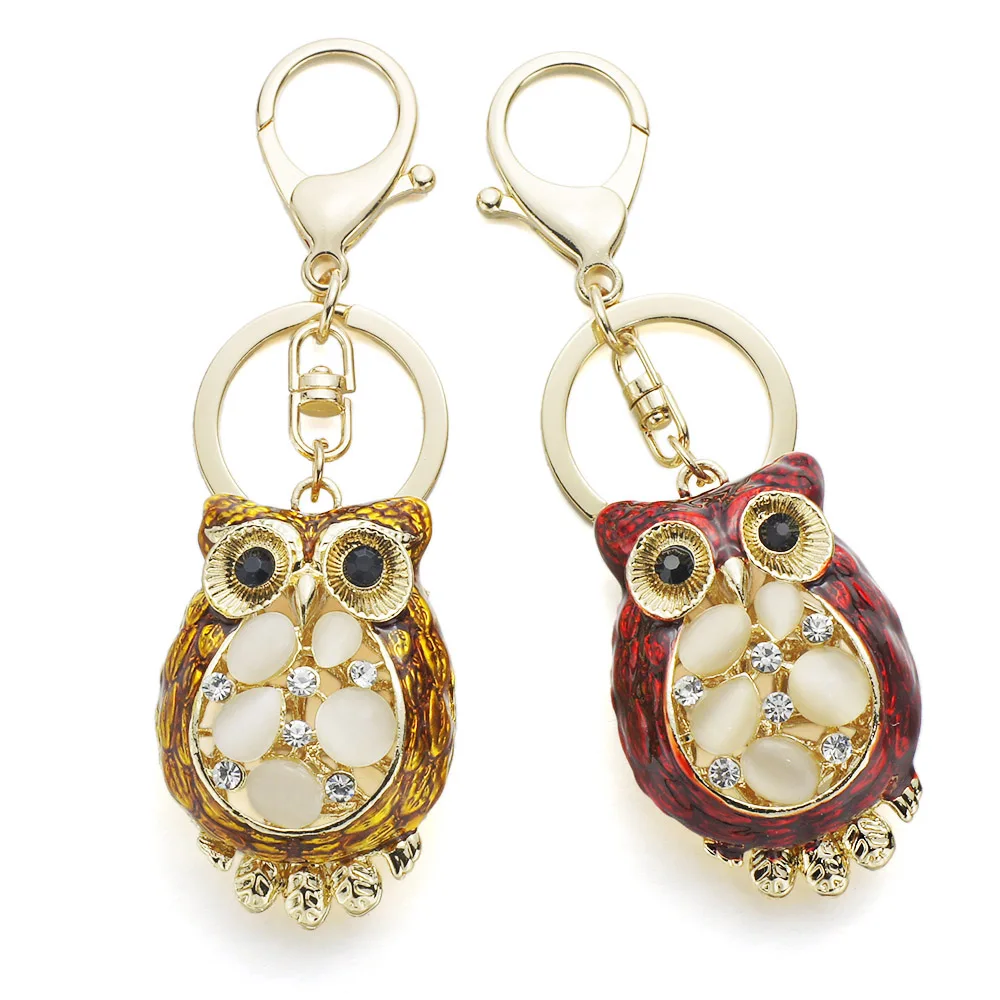 Брелок для ключей в форме Совы Dalaful милый брелок с металлическим кристаллом