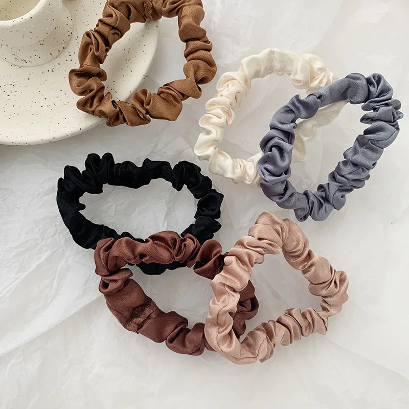 

6Pcs/Set Satin Silk Solid Color Scrunchies Elastic Hair Bands New Women Girls Hair Accessories Ponytail Holder Hair Ties Rope
