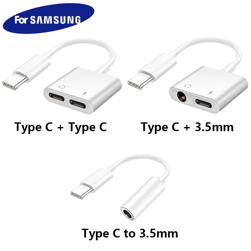 Кабель разветвитель с разъемами USB Type C и Lightning 2 в 1 для Samsung S21/S20/FE Note 20/10/Ultra Plus/DAC/USB