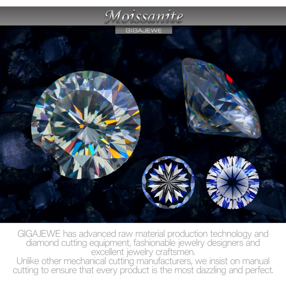 GIGAJEWE D топ цвет 0,5-3.0ct 10 Hearts10 стрелы круглой огранки Муассанит сертификат сыпучих алмазов тест прошел для изготовления ювелирных изделий