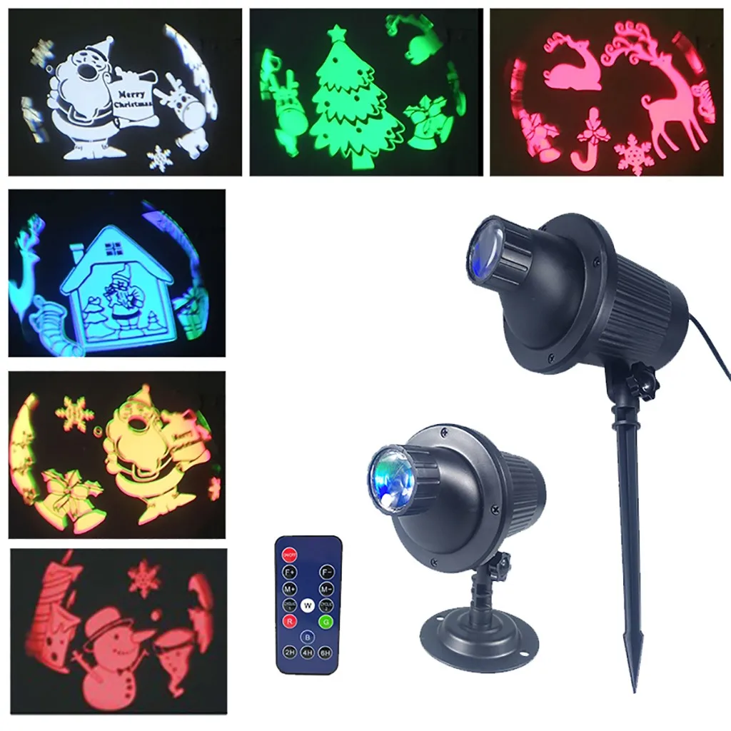 Рождественская 3D вращающаяся проекционная лампа для