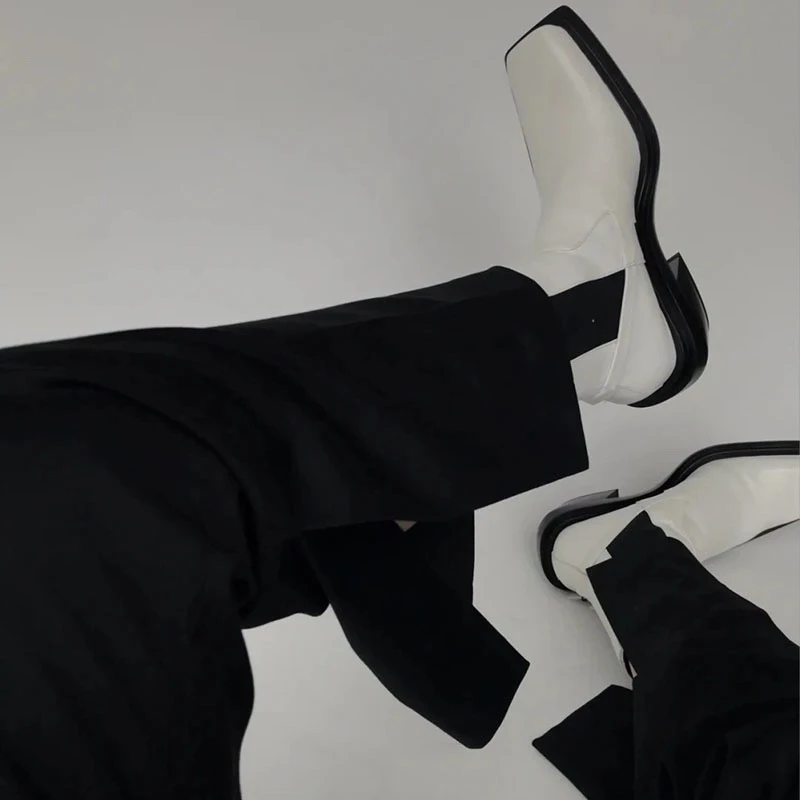 

Black Genuine Leather Chelsea Boots Women Square Toe Chunky Heel Cowboy Boots Women Winter Fashion Ankle Boots For Women 2020