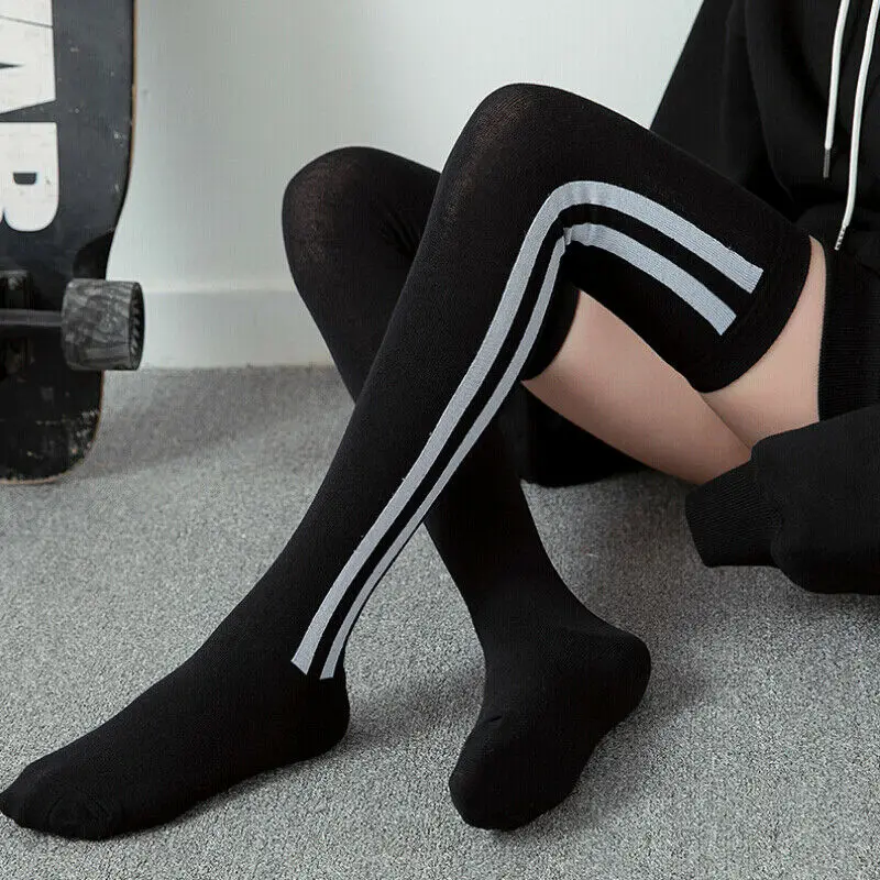 Sexy Ladies Women Girls Striped Star Thigh High OVER the KNEE Socks Sport Long Cotton Stockings | Женская одежда