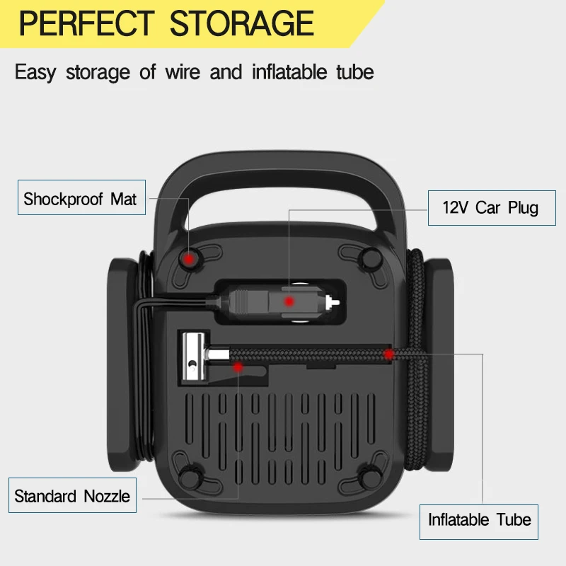 melhor Compressor De Ar Portátil Pneu Inflator Bomba De Ar Para Pneus De Carro Dc 12v Bomba De Pneu Com Luz Led Para Automóveis Moto Bicicleta