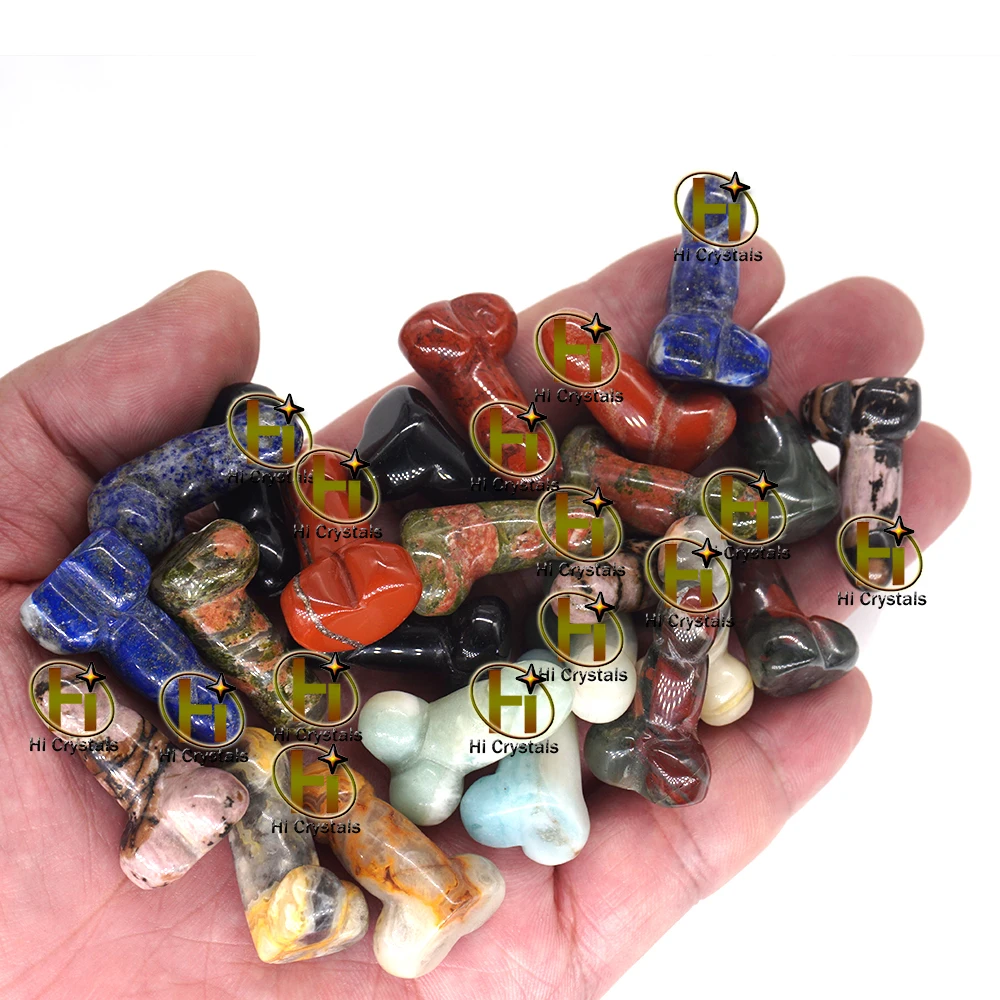 5 шт./лот 1 дюйм мини фигурка пениса натуральные камни резные поделки украшение из
