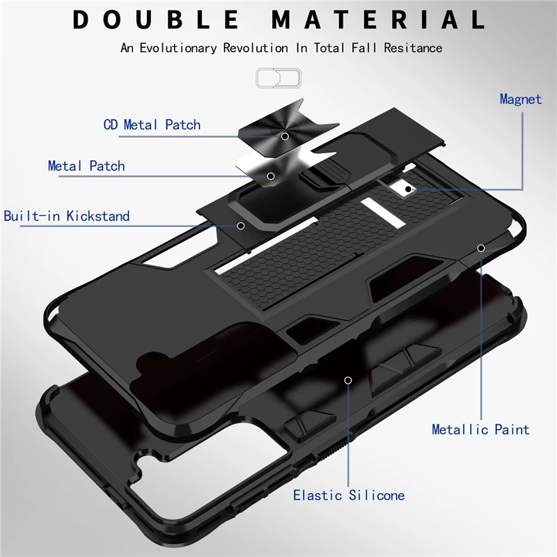 

Atittu for Samsung Galaxy S21 Ultra S21 Plus 5G Case Armor Invisible Holder Hard Back Cover for Galaxy S21+ 5G Coques Anti-Knock
