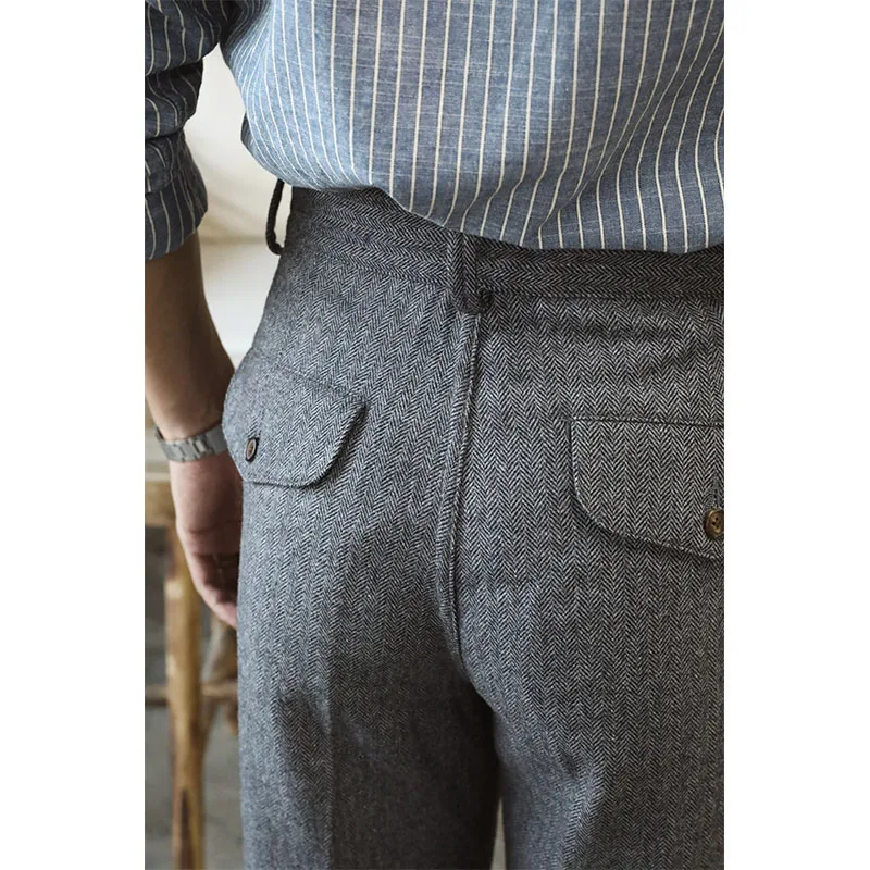 CK-0009  High Quality Super Warm Mens  Vintage Casual Style 400 Gsm 75% Wool Gurkha Pants