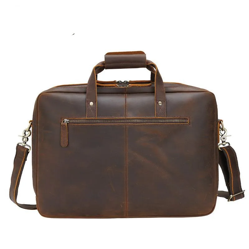 European and American retro leather handbags men's multi-function shoulder diagonal bag large capacity business briefcase men