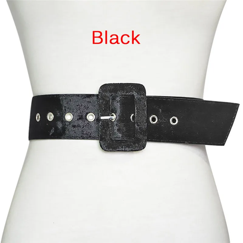130cm Black Wide Buckle Velvet Belt Female Dress Belts Decorate Waistband | Аксессуары для одежды