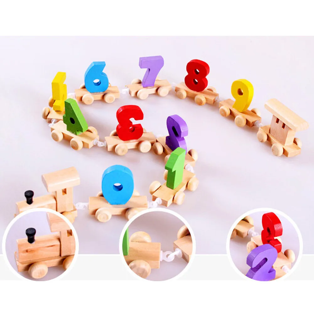 1Set Mini Wood Train Toy Great Digital Number Wooden Figures Railway Kids Educational Model Building Kits Toys ZXH | Игрушки и хобби