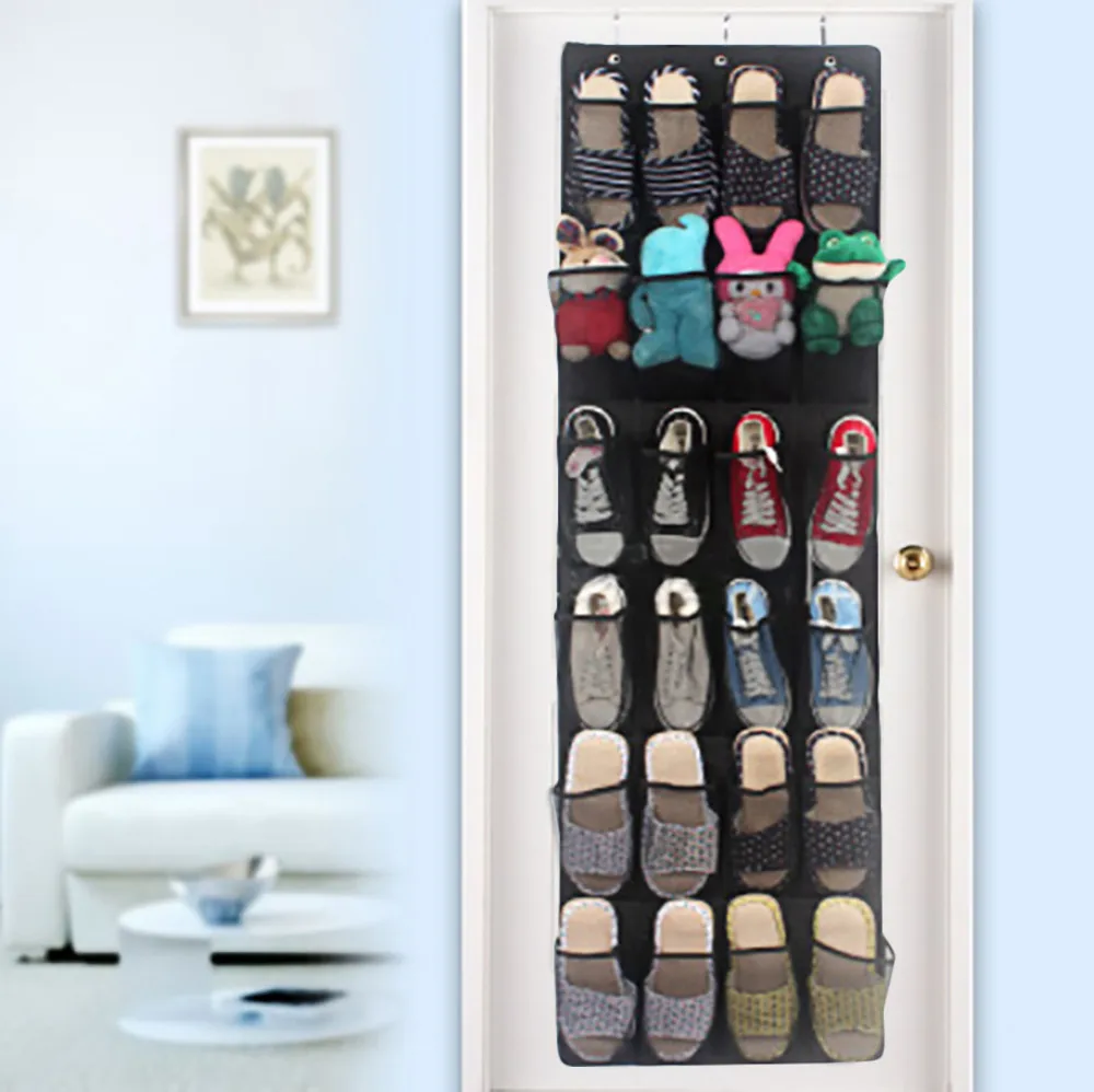 24 Pocket Over the Door Shoe Organizer Rack Hanging Storage Space Save Hanger Behind Free Nail Bedroom #15 | Дом и сад