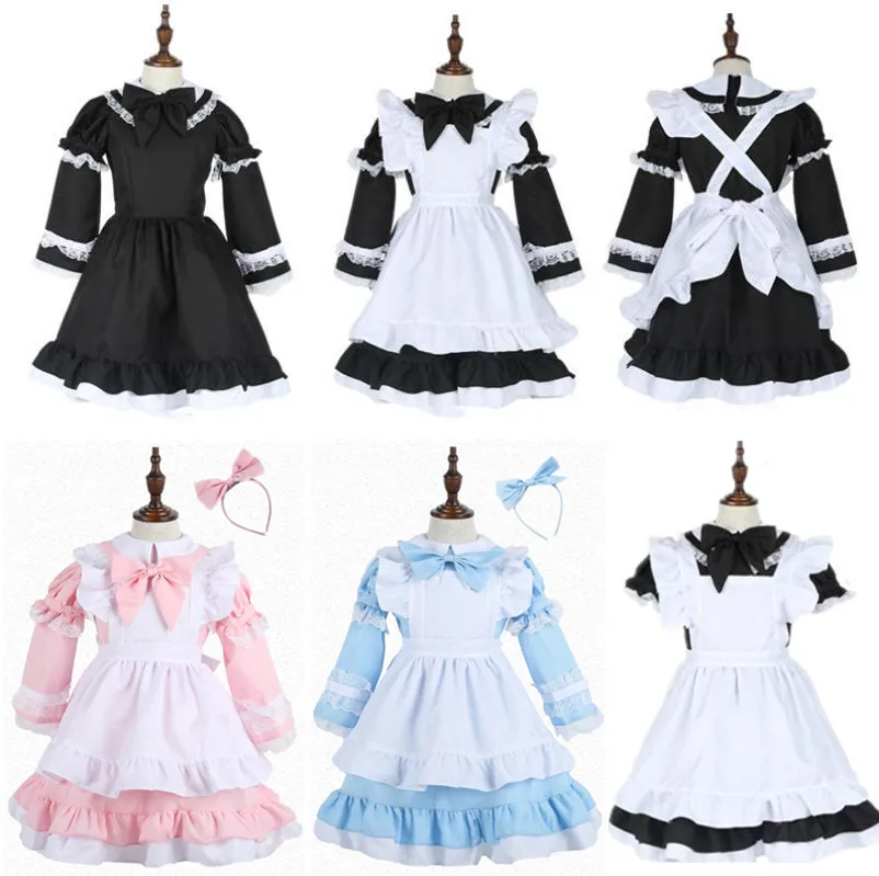 

Милые костюмы горничной лолиты, платье французской горничной, Женский костюм для косплевечерние из аниме для девушек, семейные сценические...