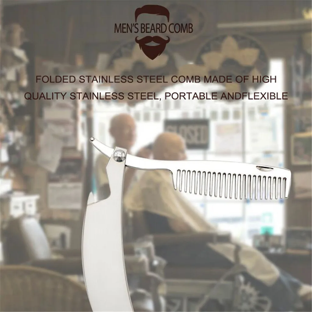 

2020 New Hot sale Beauty Tools Stainless Steel Beard Comb Mini Portable Beard Comb Shaping Care Comb Handle Mar.04