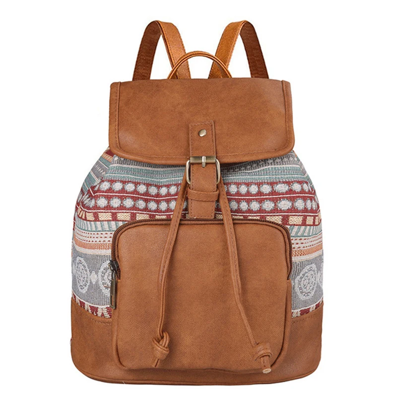 Orange Национальный женский рюкзак, Mochila модный рюкзак для девочек, винтажный рюкзак через плечо, женская сумка, школьный рюкзак для женщин - Цвет: Orange