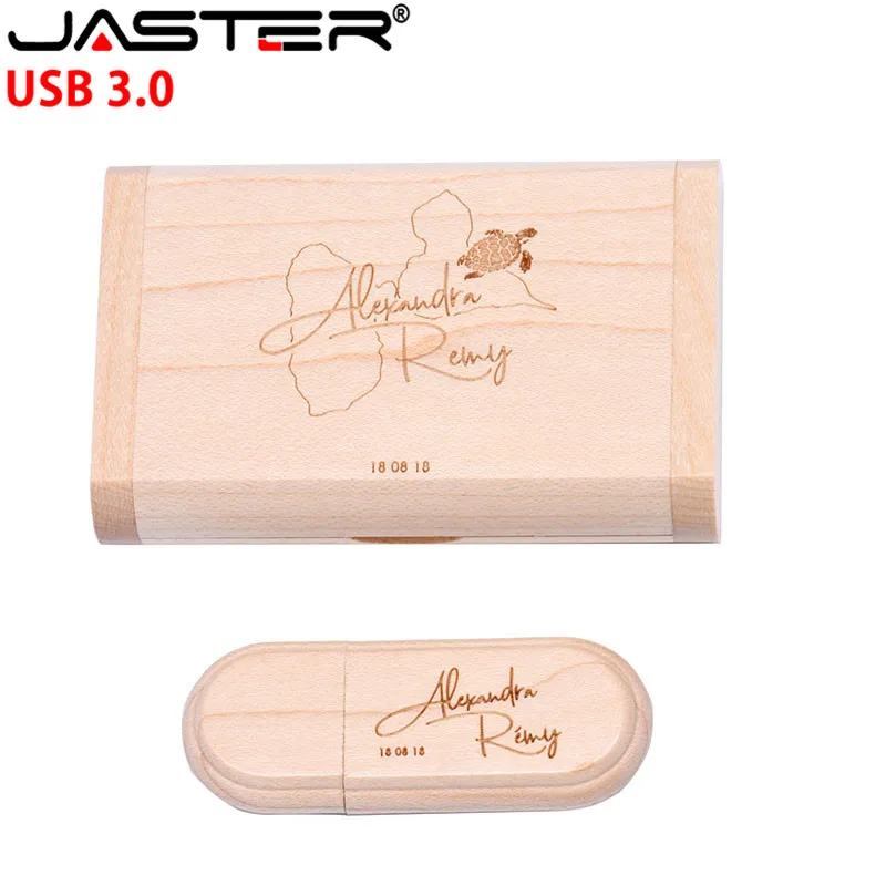 JASTER USB 3 0 лазерная гравировка деревянный + коробка Флешка 4 ГБ 16 32 64 128 флэш