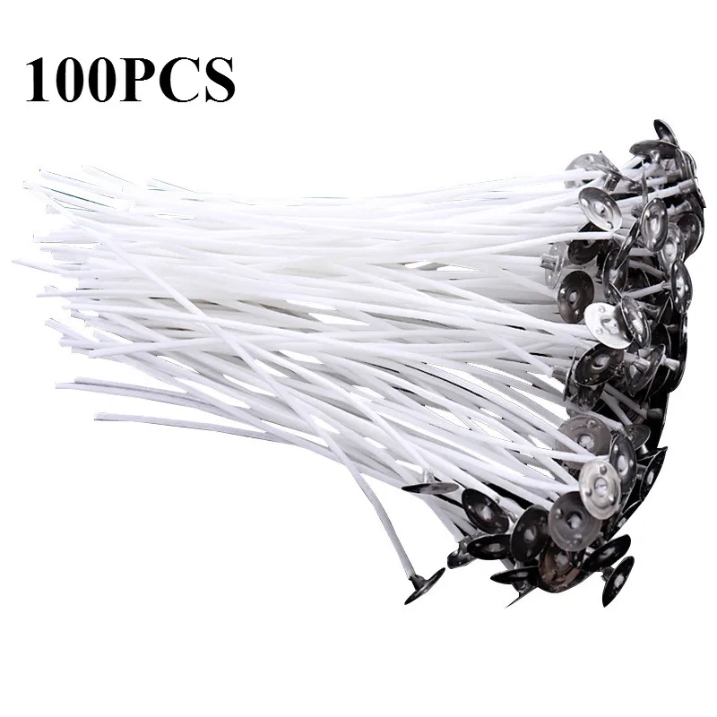 100 шт ручной работы свечи фитиль Хлопок ядро предварительно вощеный с