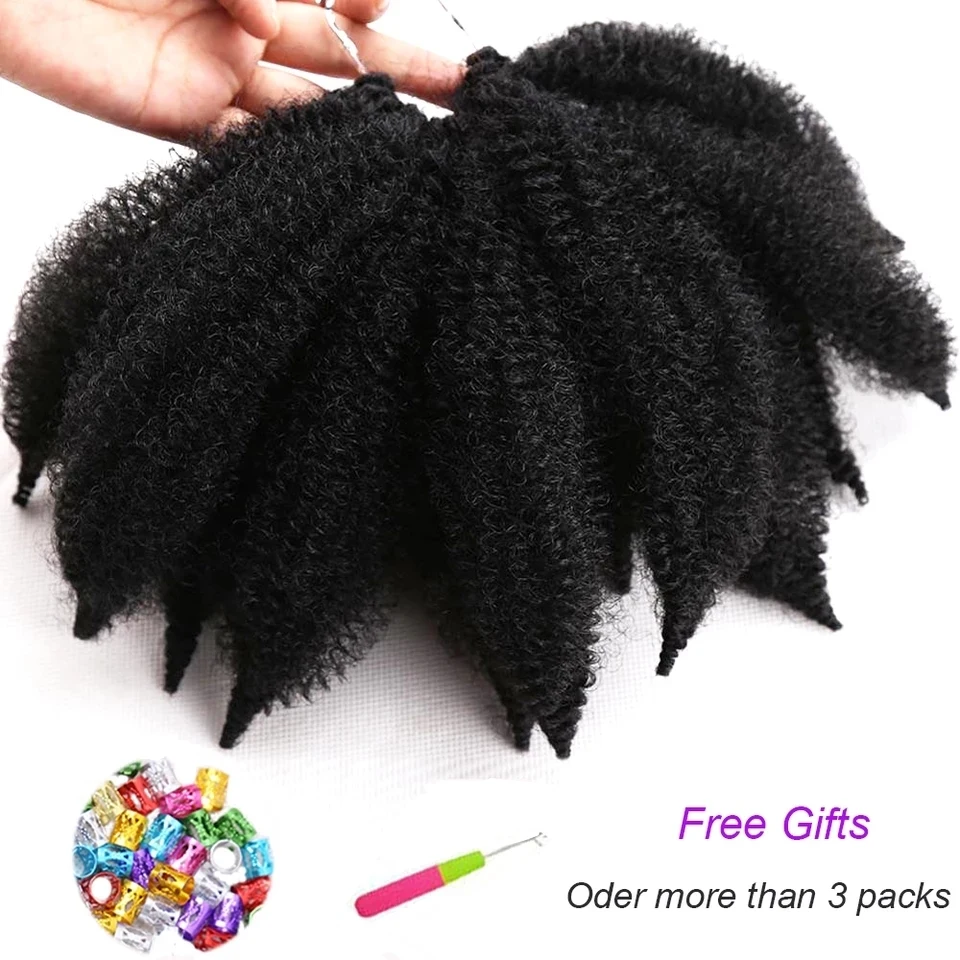 

Ombre Marley Braids Soft Afro Twist Synthetic Yaki Kinky Curly Crochet Braiding Hair Extensions For Black Woman 8 Inch