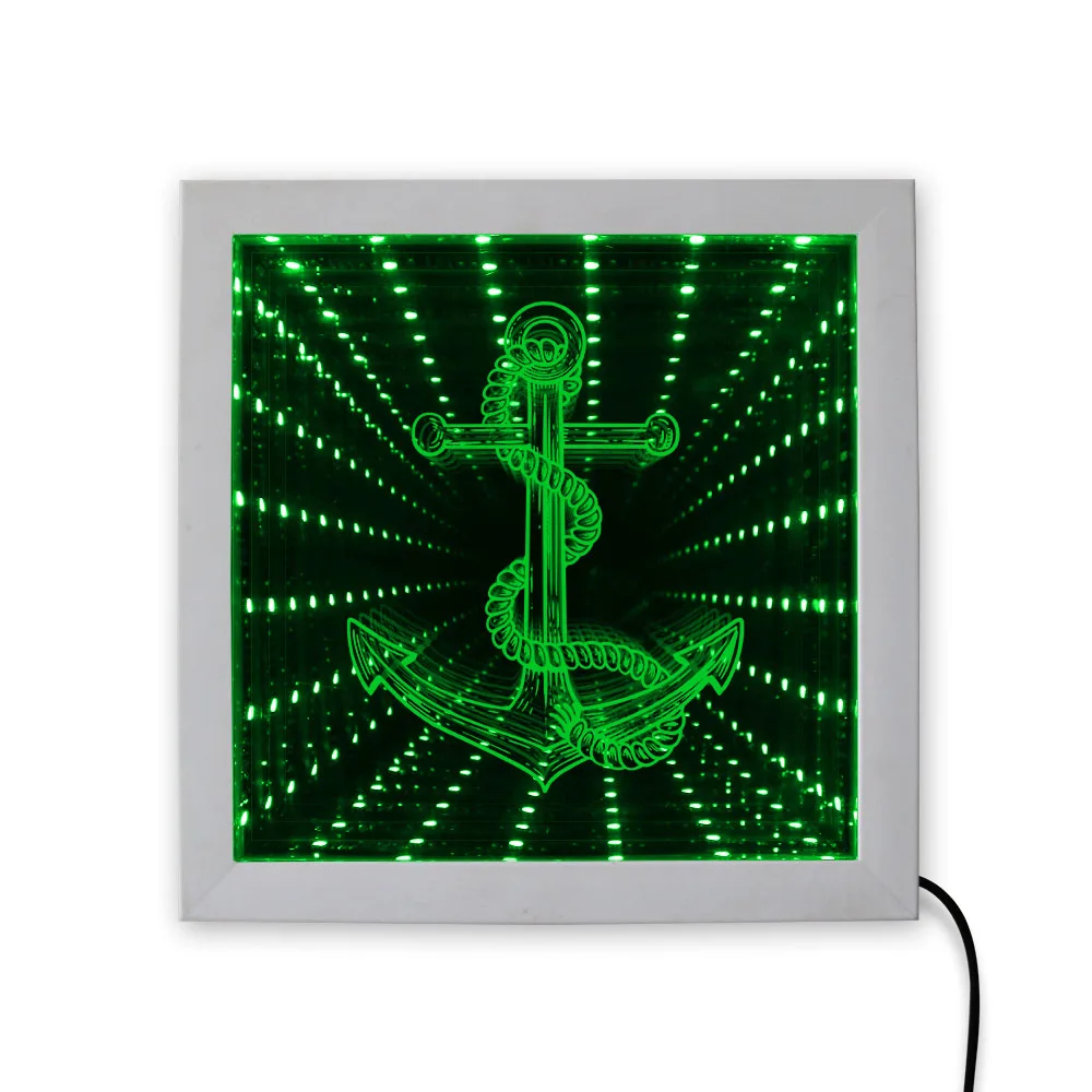 

Sea Anchor & Hemp Rope Decorative Infinity Mirror Frame Endless Space Yachting Sailing Ship Nautical Lighting Mirror For Captain