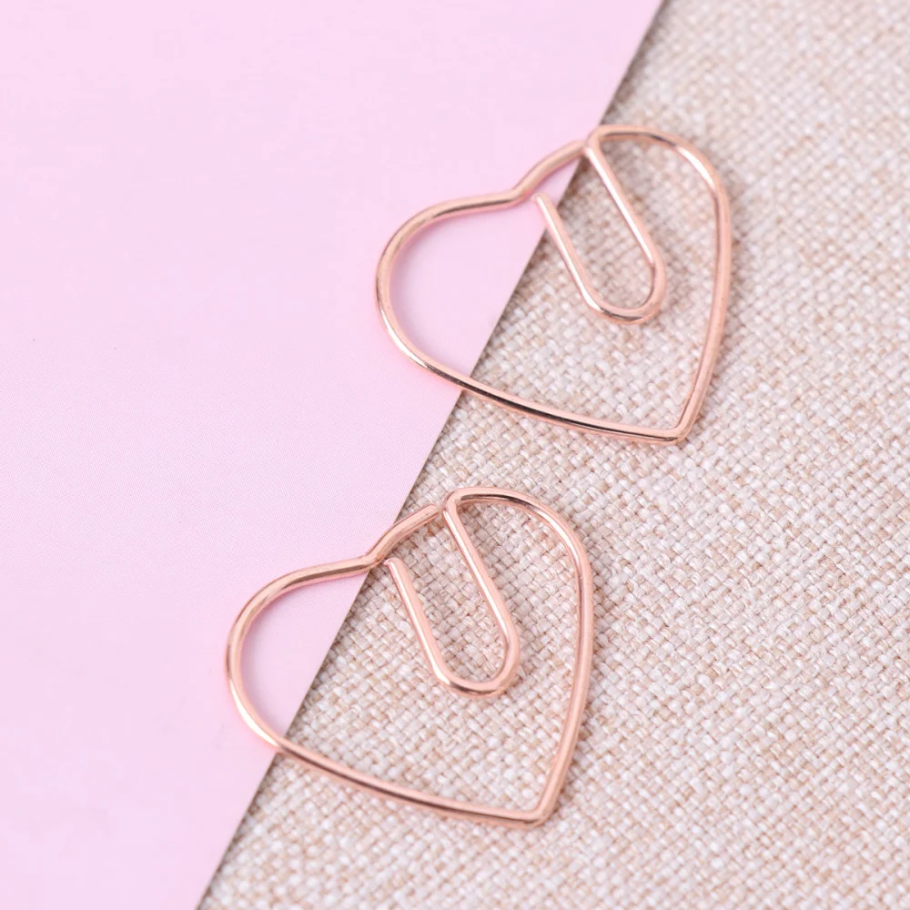 

10 Pcs Paper Clips Love Heart Clips Marking Clips Note Clips for Office School Wedding Decoration - 2.8x2.5cm (Ros