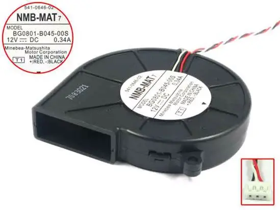 NMB MAT BG0801 B045 00S T1 DC 12V 0.34A 80x80x20 мм 3 провода Сервер вентилятор охлаждения|Кулеры и