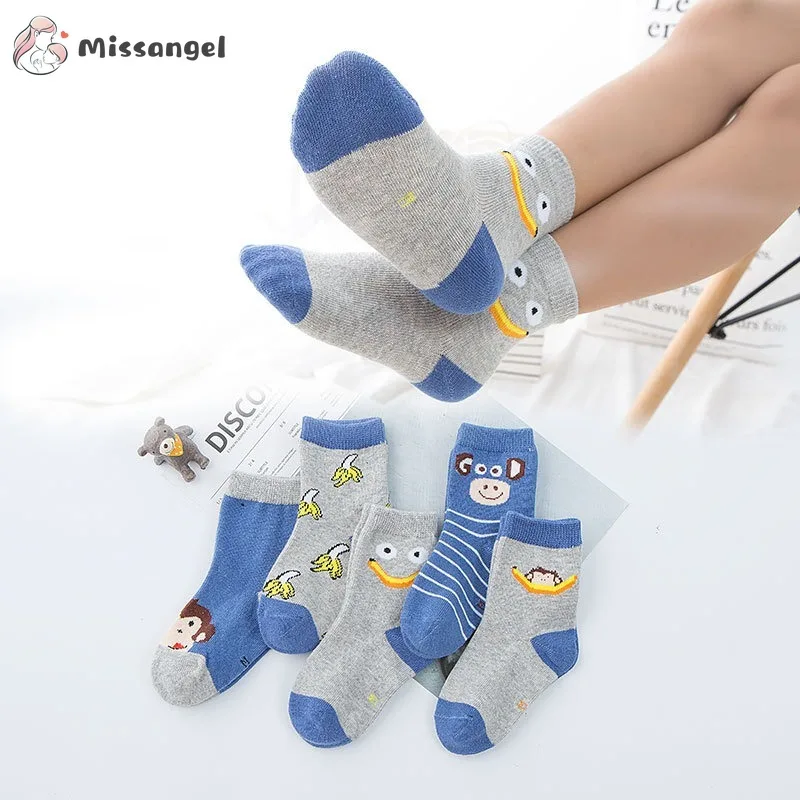 5 пара/лот новые мягкие хлопковые носки для мальчиков и девочек милые детские с