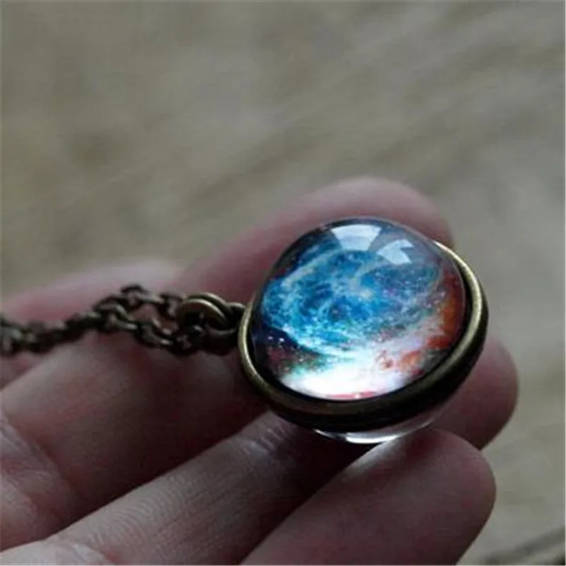 Новый Космос галактика Туманность двойной стеклянный шар кулон ожерелье ретро