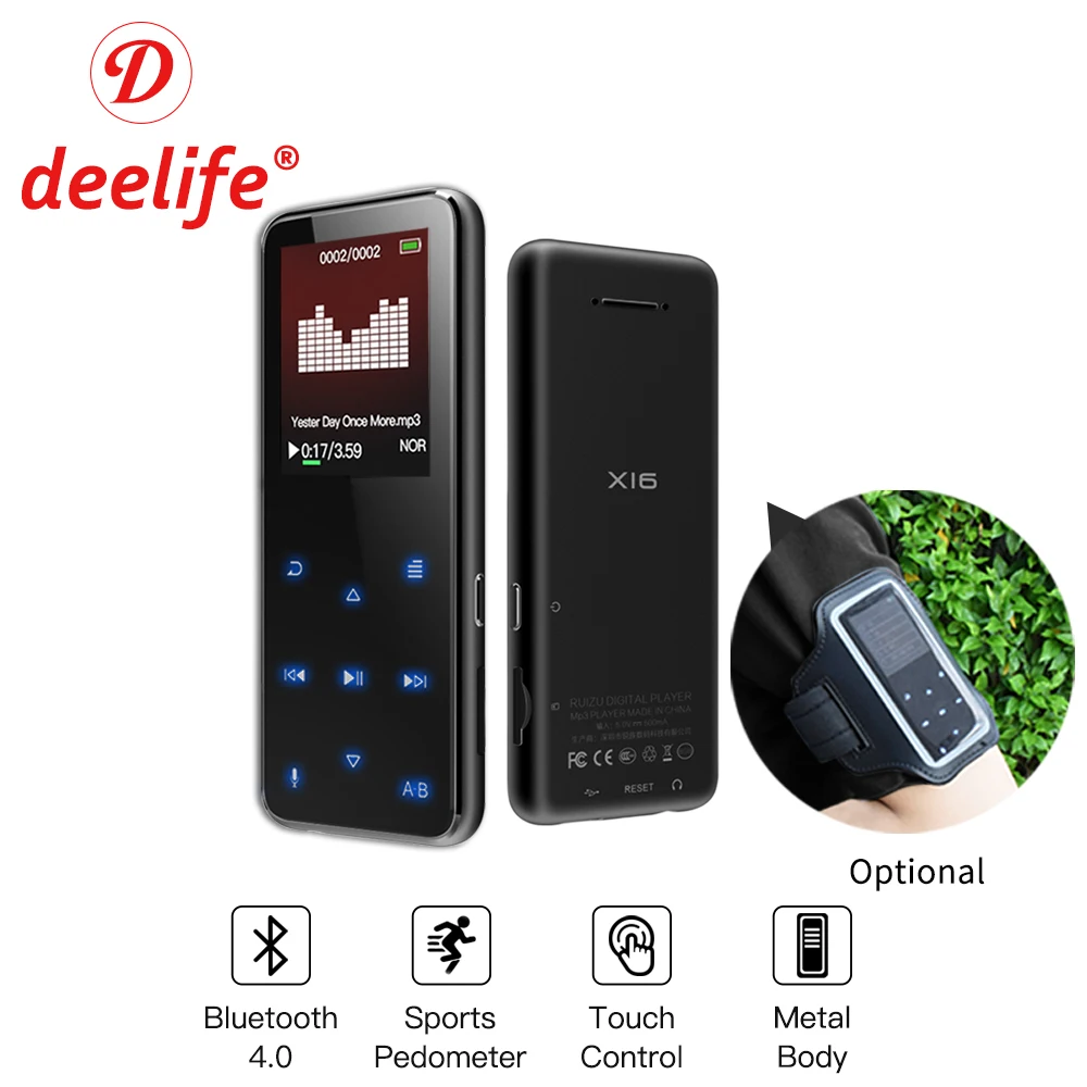 Спортивный MP3 плеер Deelife с Bluetooth fm радио 3 музыкальные проигрывателя|MP3-плееры| |