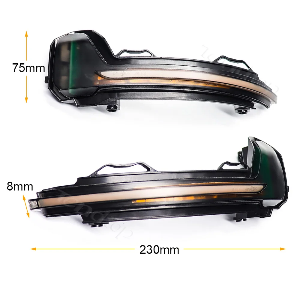 

2Pcs For VW Volkswagen Tiguan MK2 Touareg MK3 2017-2019 Water Blink Dynamic Flowing Side Mirror LED Turn Signal Light