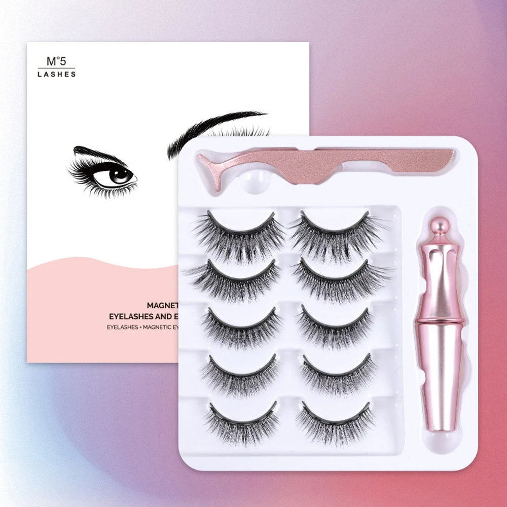 Новые 5 пар смешанные магнитные накладные ресницы натуральные длинные и жидкие