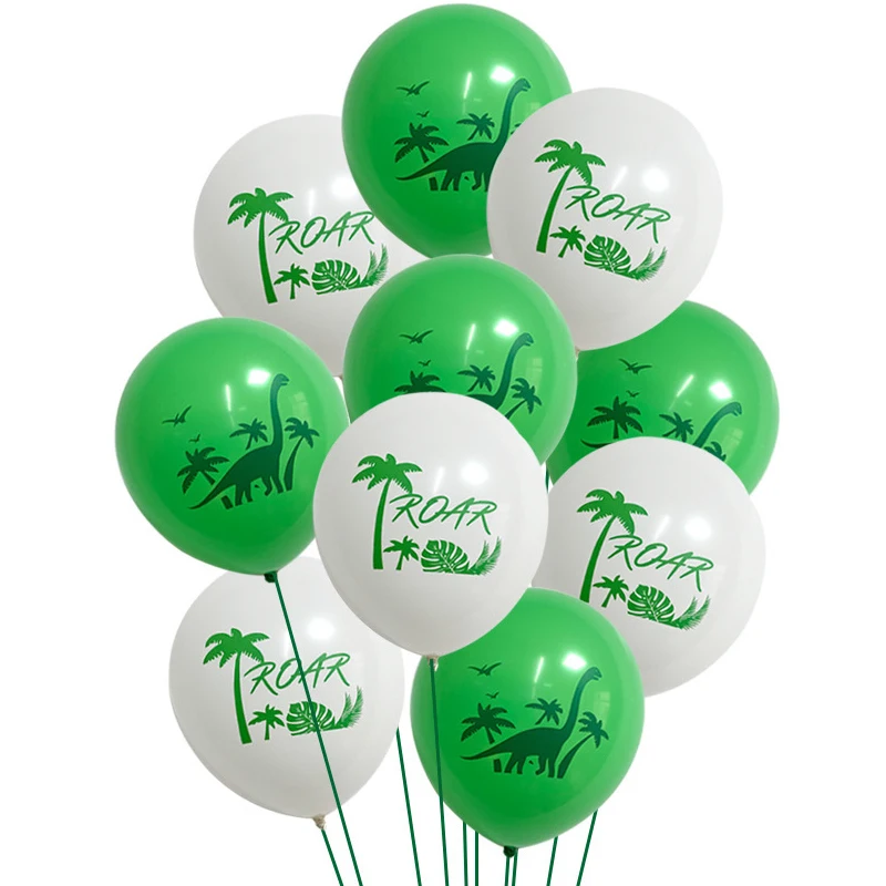 

10 pcs green dinosaur latex balloon children dinosaur theme birthday party atmosphere decoration balloon toy balloon