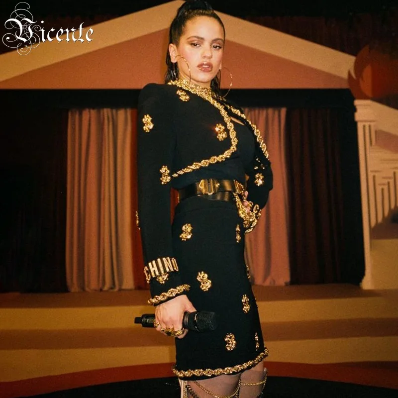 Женский костюм на цепочке из двух предметов VC элегантный пиджак и юбка шнуровке