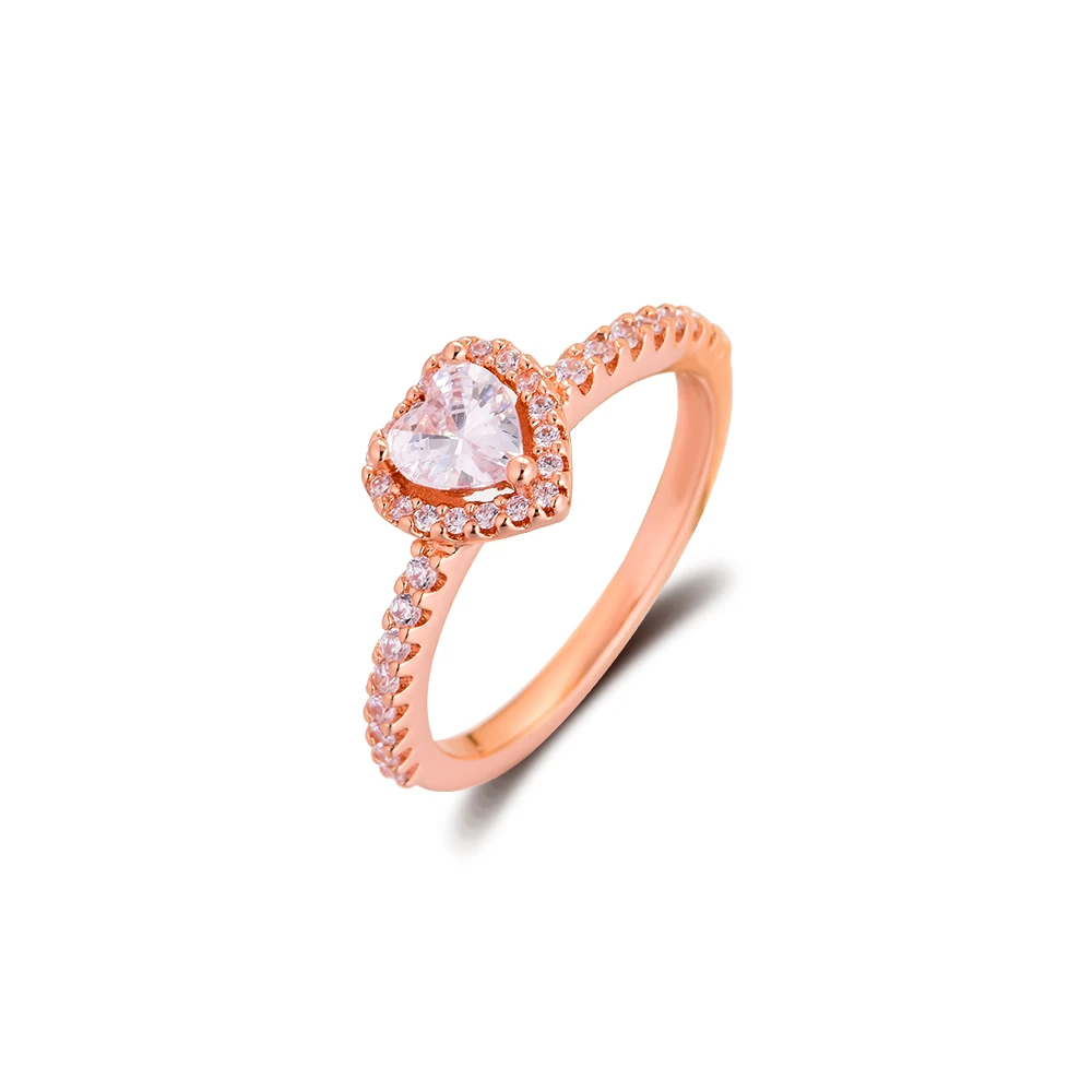 

Genuine 925 Sterling Silver Sparkling Elevated Heart Ring Engagement Wedding Statement Jewelry Rings for Women anillos Wholesale