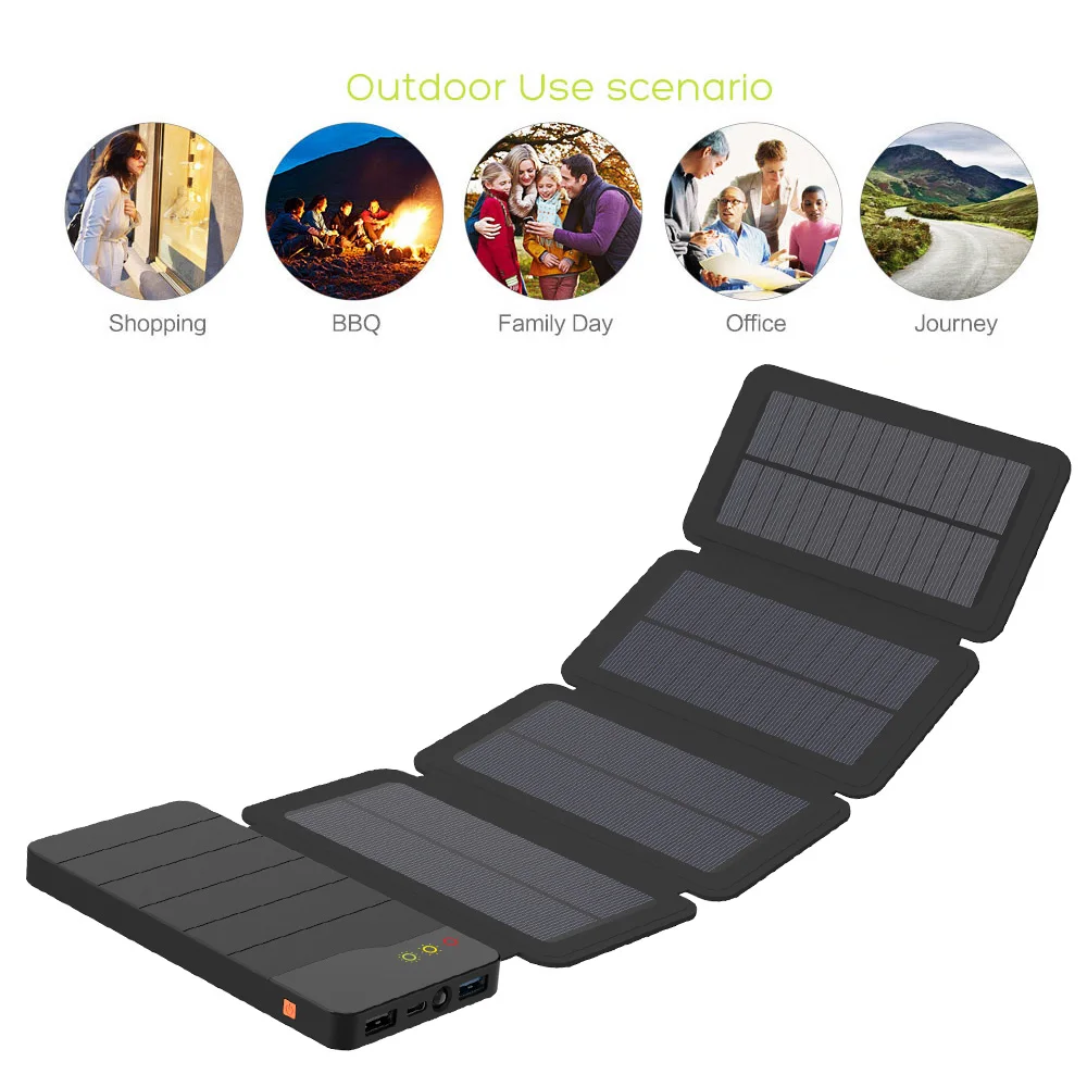 

ALLPOWERS 10000mAh Solar Power Bank Waterproof Solar Charger External Battery Backup Pack for Cell Phone Tablets iphone Samsung