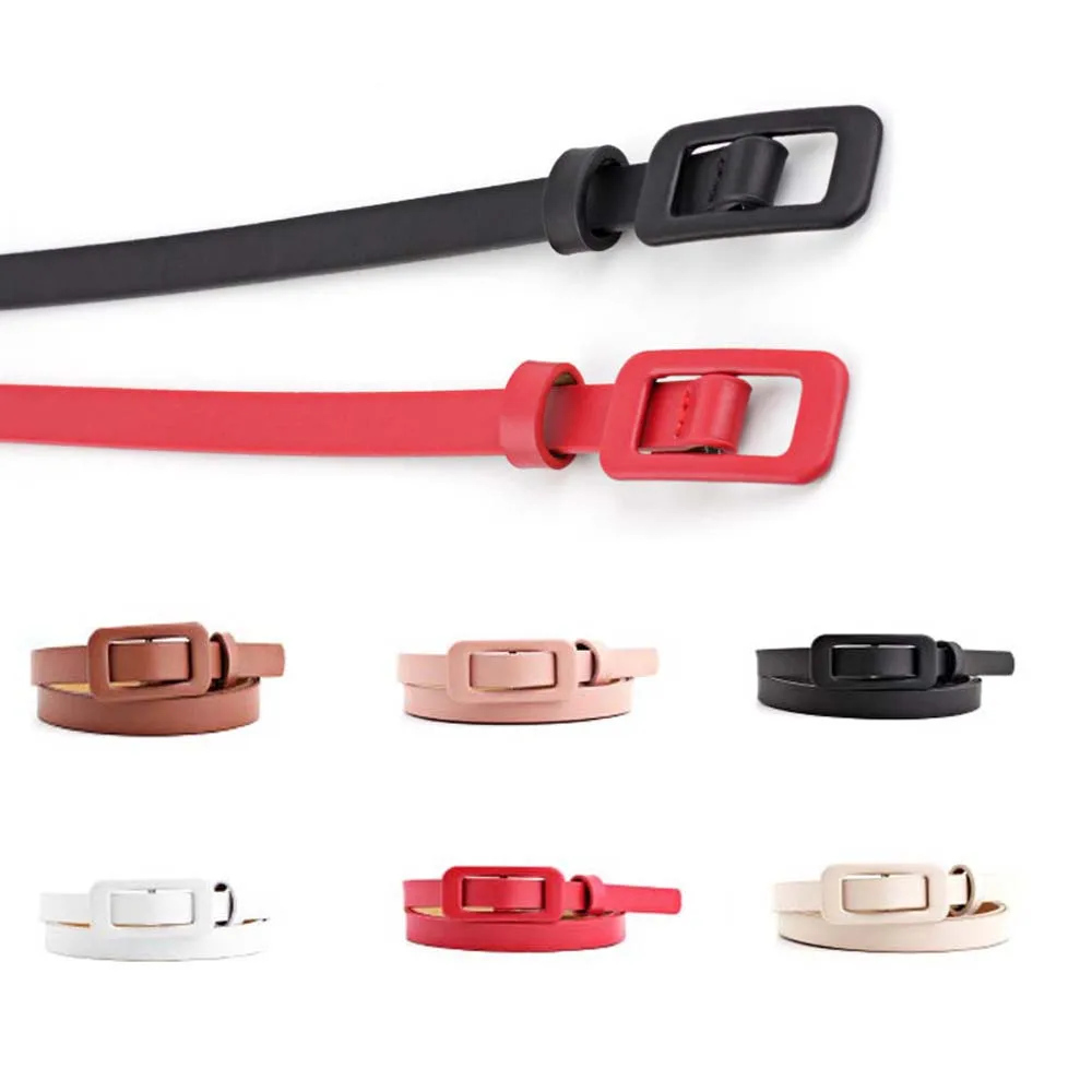 

Ремень из искусственной кожи Женский, тонкий узкий пояс карамельных цветов с классической пряжкой, для платьев